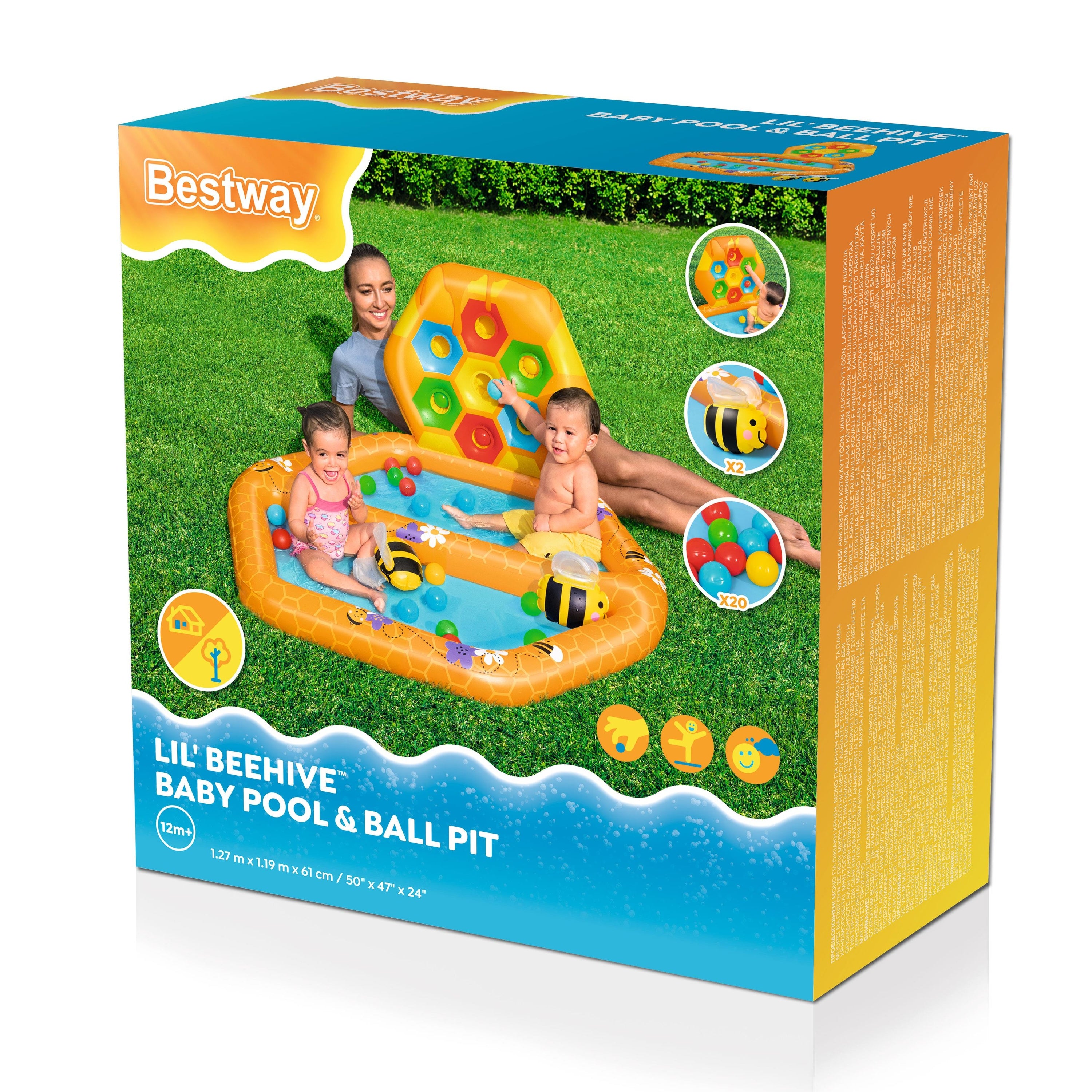 Bestway Lil Beehive Pool & Ball Pit 127x119 cm  2-in-1 Toddler Water & Ball Play