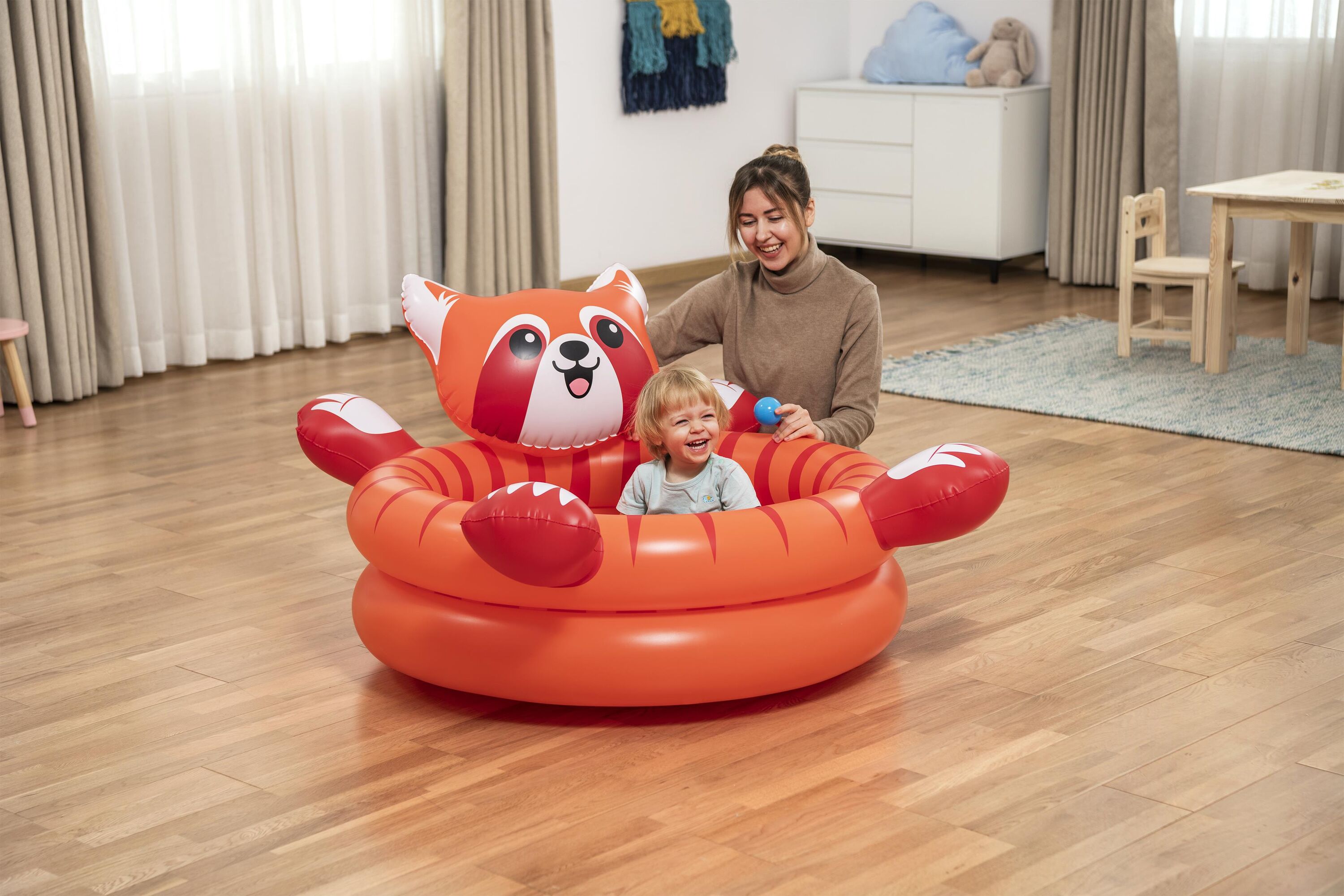 Bestway Playful Red Panda Ball Pit Inflatable Kids Toy with 50 Play Balls