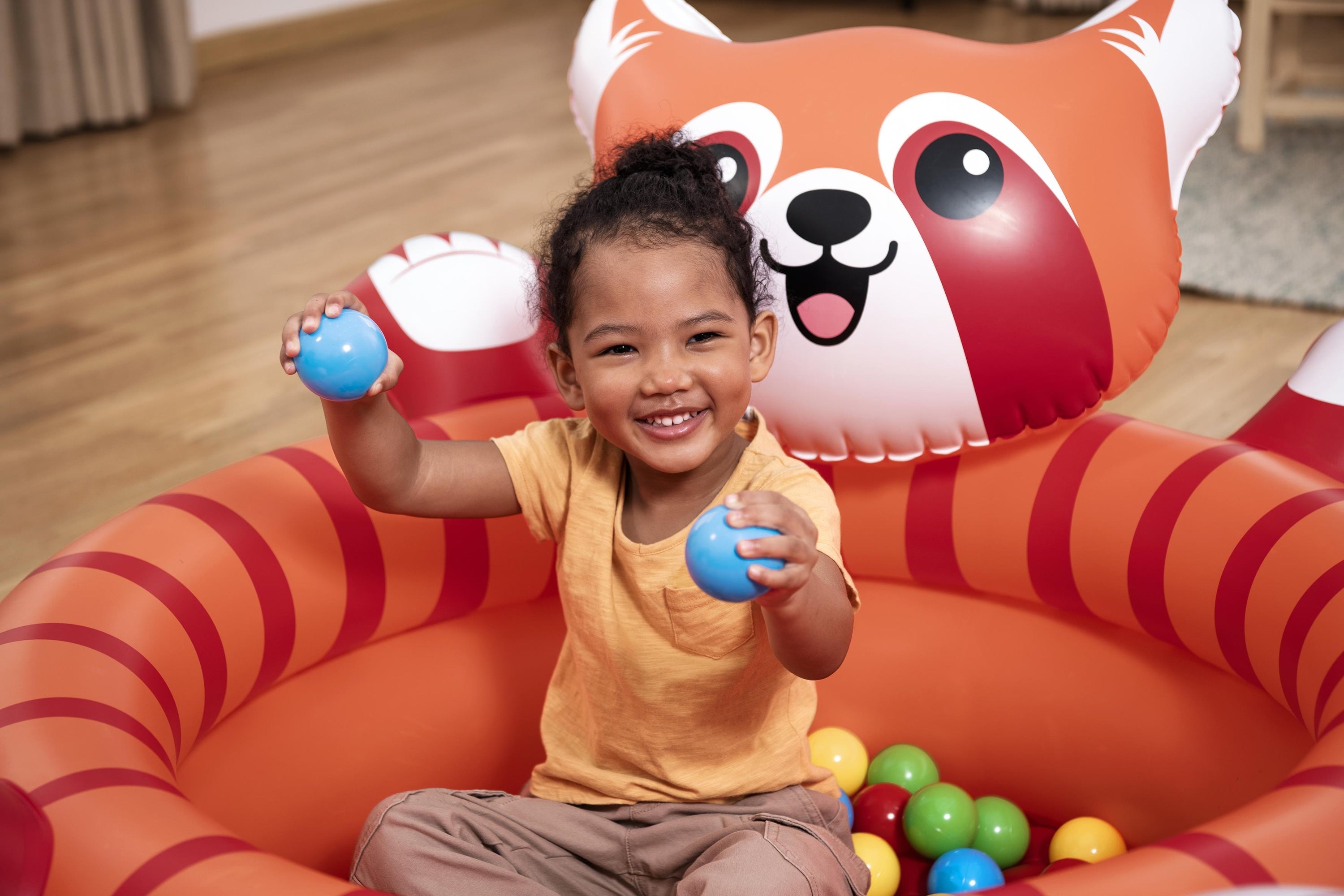 Bestway Playful Red Panda Ball Pit Inflatable Kids Toy with 50 Play Balls