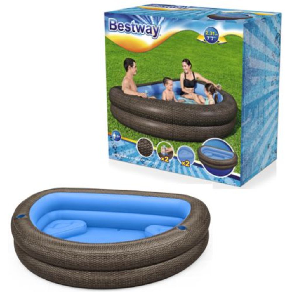 Bestway Family Pool Tru Print Wicker 231x178x53cm