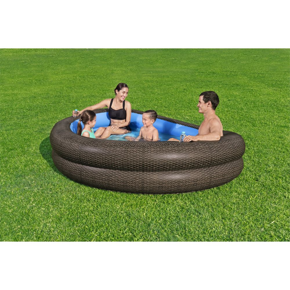 Bestway Family Pool Tru Print Wicker 231x178x53cm