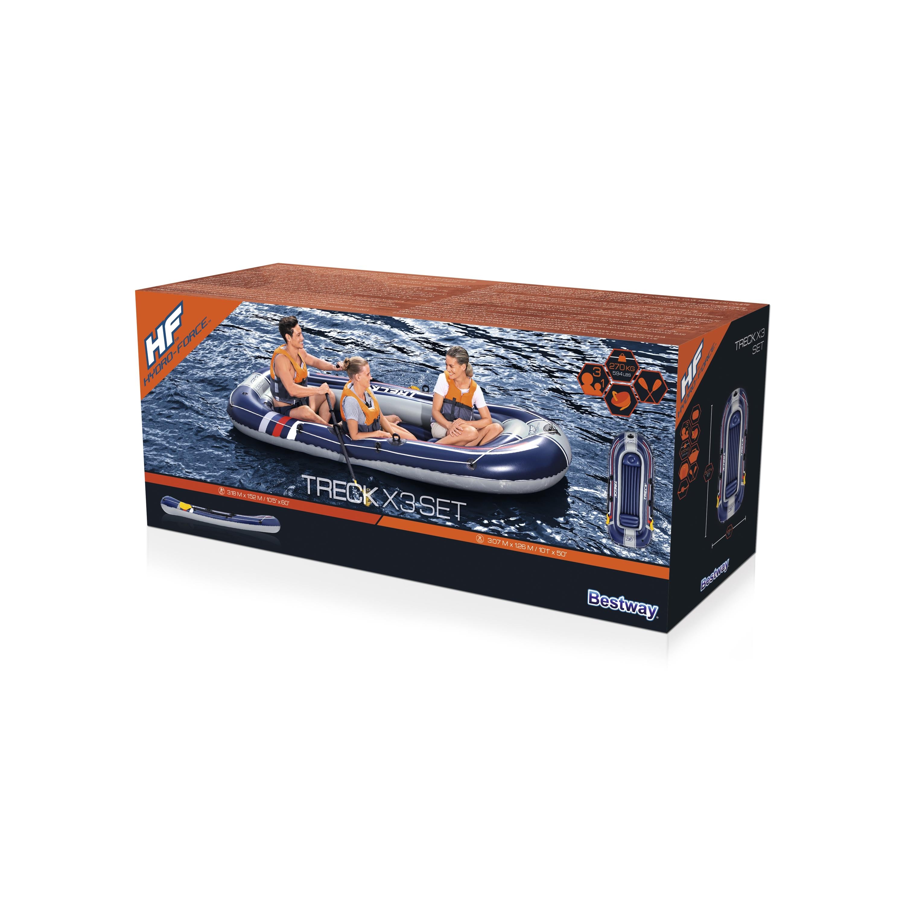 Bestway Hydro-Force Treck X3 Inflatable Raft Set 307 x 126cm
